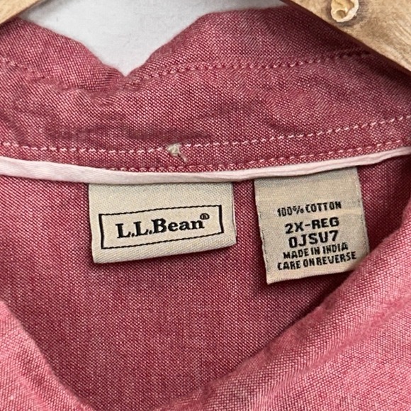 LL Bean Womens‎ 2X Sun Washed Red Cotton Long Sleeve Button Up Shirt Relaxed Fit - Picture 4 of 12